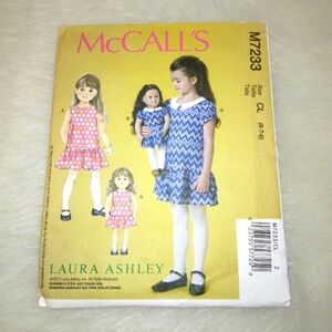 MCCALL'S  M7233 Sz 6-8 Laura Ashley dress for girls and American Girl Do…
